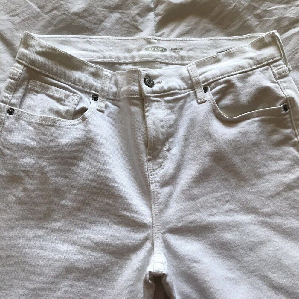 Old Navy Jeans Sz6 White Strait Leg Cotton/Spandez Machine Wash Used